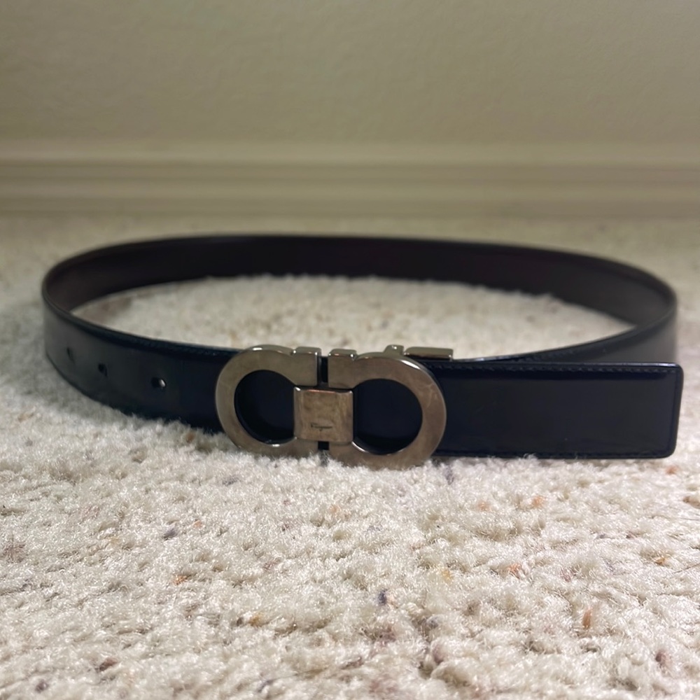 Size 36 cut Salvatore Ferragamo reversible belt (black and brown)